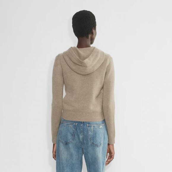 Aritzia Essential 100% Cashmere Hoodie Sweater Light Mocha Brown Size XS - Picture 2 of 7